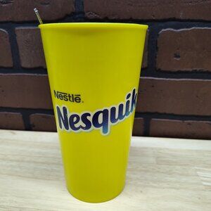 Nesquik Chocolate Strawberry Milk cup with spoon